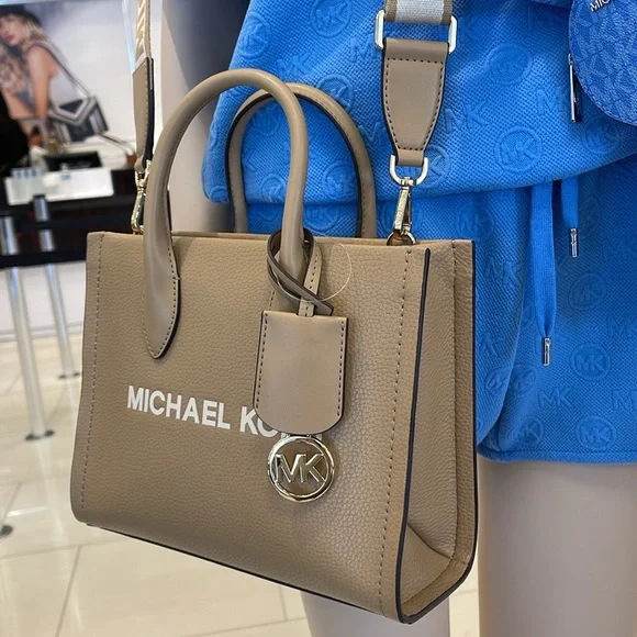 Michael Kors Mirella Small Pebbled Leather Shopper Top Zip Crossbody XBODY Tote